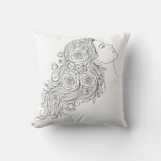 Almofada Travesseira de Arte de Linha Floral Minimalista Fe