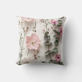 Almofada Travesseira de arte floral em pastel suave de euca