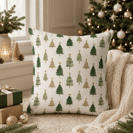 Almofada Travesseira de árvore de Natal em aquarela minimal