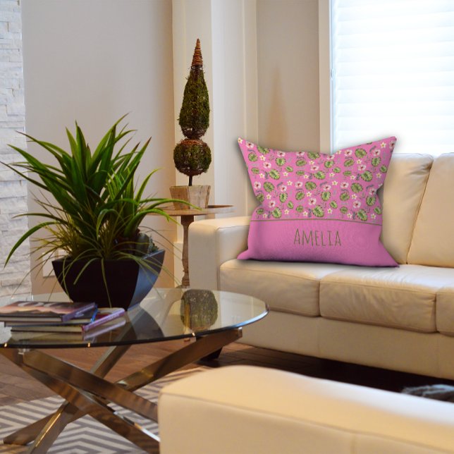 Almofada Travesseira de lançamento de nome de criança flora (Criador carregado)