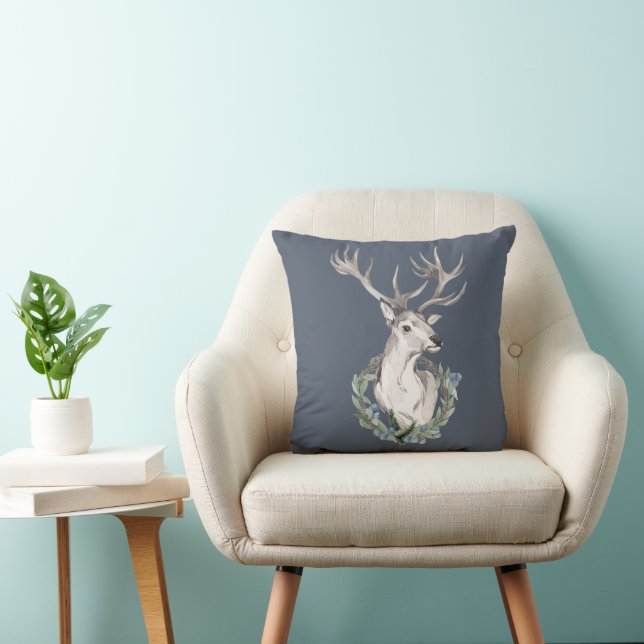 Almofada Travesseira de Natal com Veado e Grinalda de Inver (Cadeira)