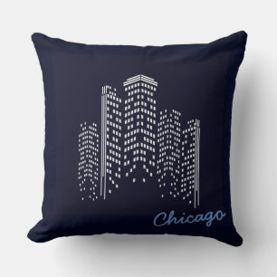 Almofada Travesseira de Poliéster Chicago Skyline