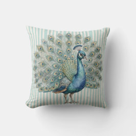 Almofada Travesseira Decoração de Casa Fazenda Pavão Aquare