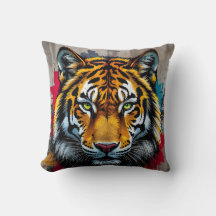 Travesseira Decorativa – Arte de Grafite de Tigre
