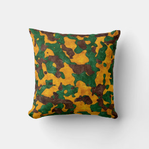 Almofada Travesseira Decorativa Camuflada Laranja Marrom Ve
