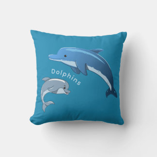 Almofada Travesseira Decorativa com Desenho de Golfinhos Di