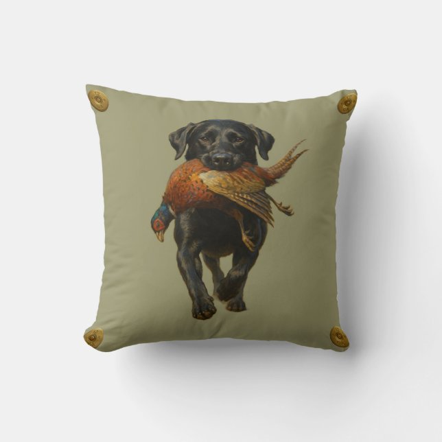 Almofada Travesseira decorativa com Labrador Retriever pret (Frente)