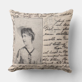 Almofada Travesseira Decorativa com Retrato Antigo Vintage