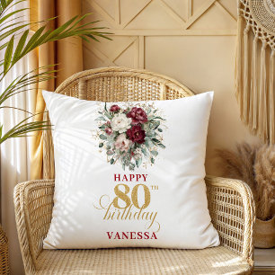 Almofada Travesseira Decorativa de Aniversário de 80 Anos B