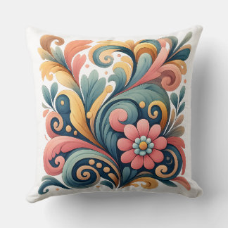 Almofada Travesseira Decorativa de Arte Popular Floral Colo
