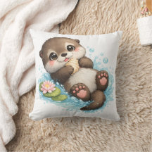 Travesseira Decorativa de Bebê Lontra Fofo Flutuan