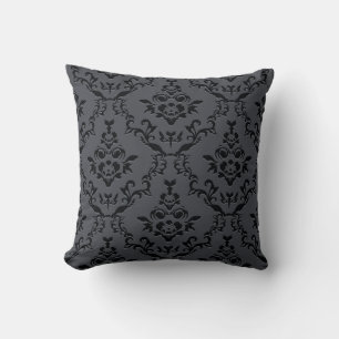 Almofada Travesseira Decorativa de Design Baroq Cinza/Preto