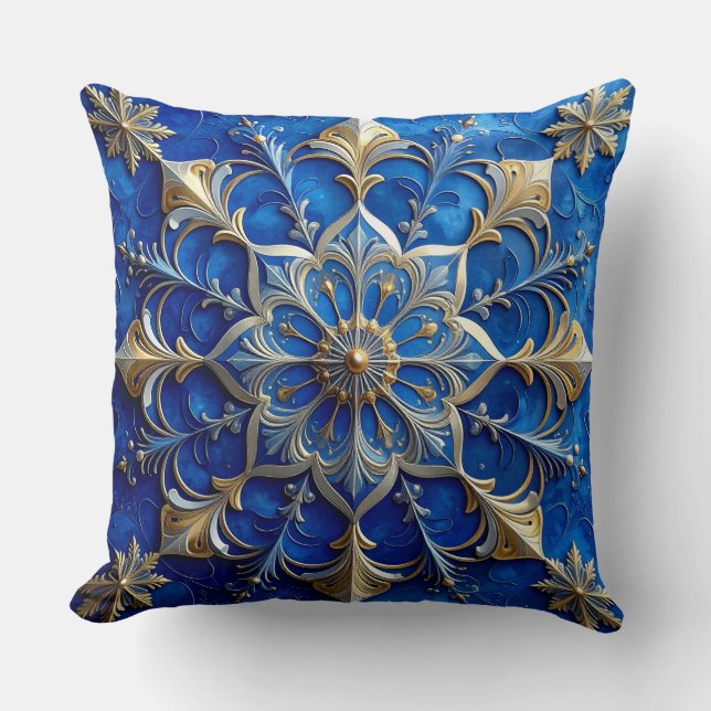 Almofada Travesseira Decorativa de Natal Azul (Frente)