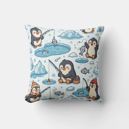 Almofada Travesseira Decorativa de Pinguim Pescando – Padrã