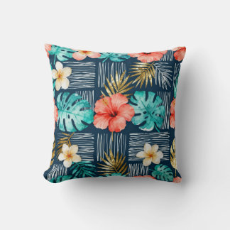 Almofada Travesseira Decorativa Floral Tropical Escura