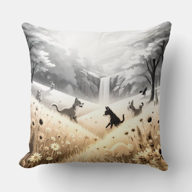 Almofada Travesseira Decorativa Flores Amarelo Dourado & Ág (Frente)