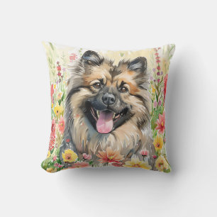Almofada Travesseira Decorativa Keeshond Aquarela