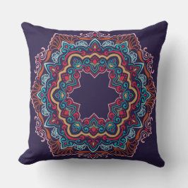 Almofada Travesseira Decorativa Mandala Vermelho Azul Amare