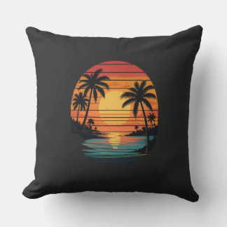 Almofada Travesseira Decorativa Praia Pôr do Sol Tropical