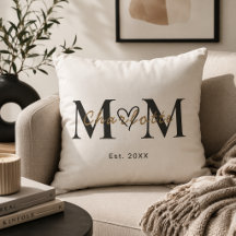 Travesseira Elegante com Nome da Mãe e Ano de Fund