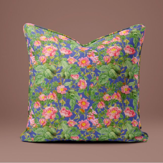 Almofada Travesseira Rosa Vintage em Azul Periwinkle (Criador carregado)