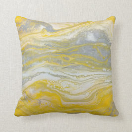 Almofada Travesseiro Abstrato Amarelo e Prateado (cinza lev