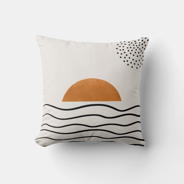Almofada Travesseiro Abstrato com Ondas do Oceano no Pôr do (Frente)