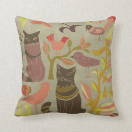 Almofada Travesseiro Adorável De Gatos E Aves