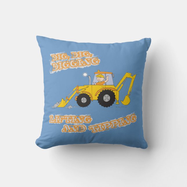 Almofada Travesseiro alaranjado & cinzento do escavador do (Frente)