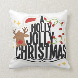 Almofada Travesseiro alegre do Natal do azevinho da rena
