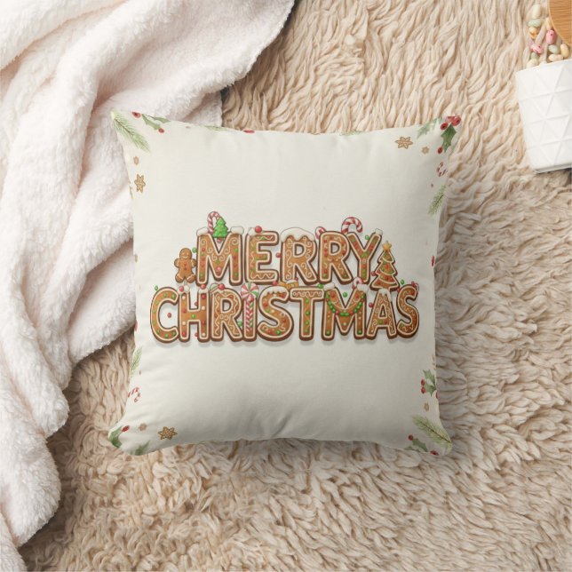 Almofada Travesseiro Alegre Natal Biscoito de Gengibre – Fe (Cobertor)