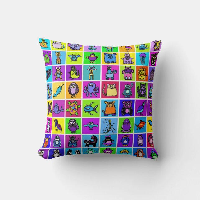 Almofada travesseiro "alfabeto" e pinguins - quadrados (Frente)