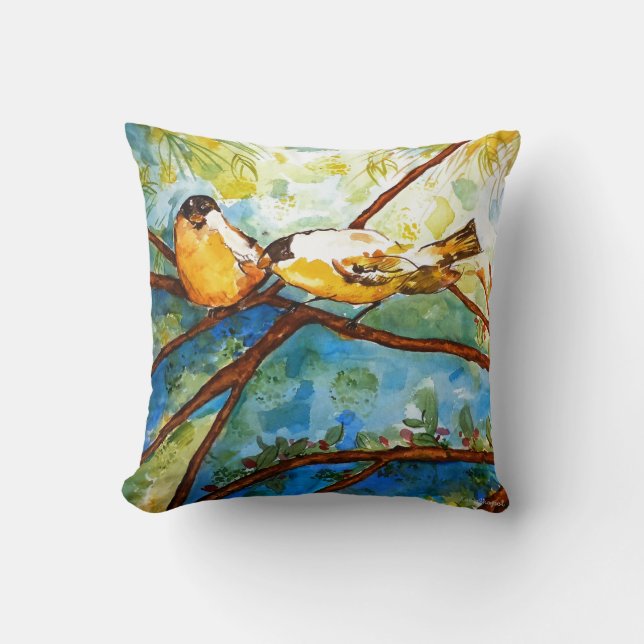 Almofada Travesseiro amarelo 16x16 do design da arte da (Frente)