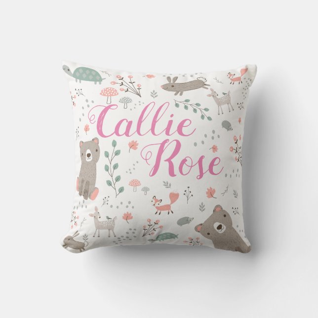 Almofada Travesseiro animal do bebê do berçário da floresta (Frente)