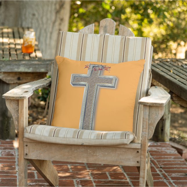 Almofada Travesseiro ao ar livre com fundo laranja (Cadeira)