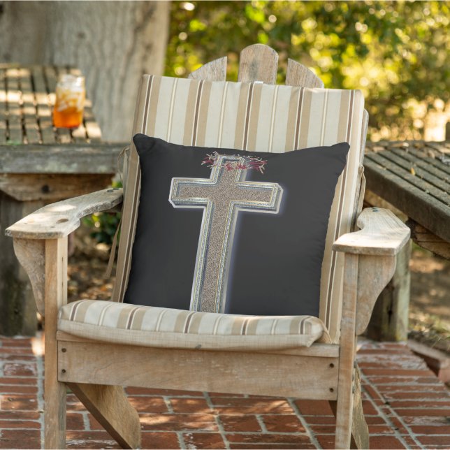 Almofada Travesseiro ao ar livre com fundo preto (Cadeira)