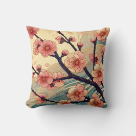 Almofada Travesseiro Art Deco com Flor de Cerejeira