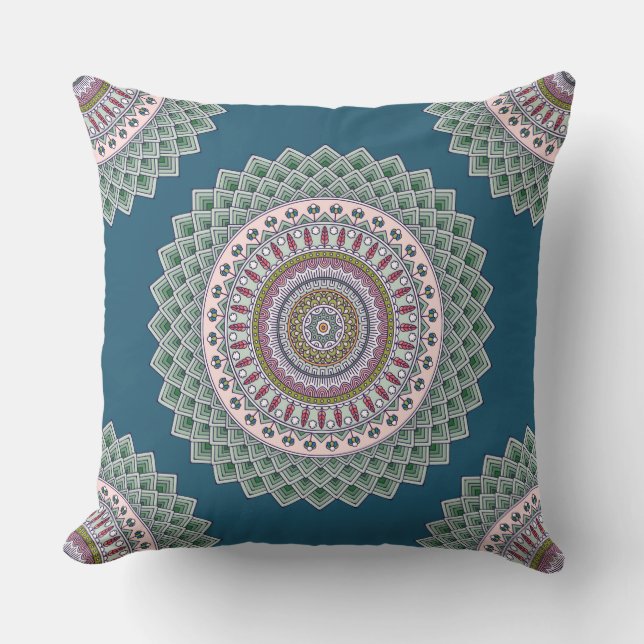 Almofada Travesseiro Aztec Azul Reversível Decorativo (Frente)
