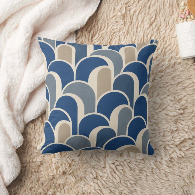 Almofada Travesseiro Azul com Arco Art Déco (Cobertor)