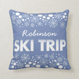 Almofada Travesseiro azul da viagem do esqui do floco de