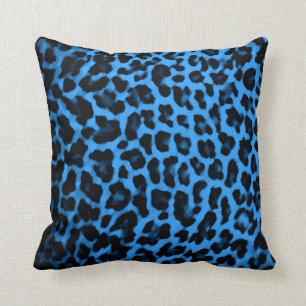 Almofada Travesseiro azul do impressão do leopardo