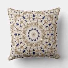 Travesseiro Azul Dourado Geométrico Floral