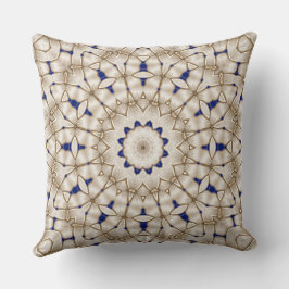 Almofada Travesseiro Azul Dourado Geométrico Floral