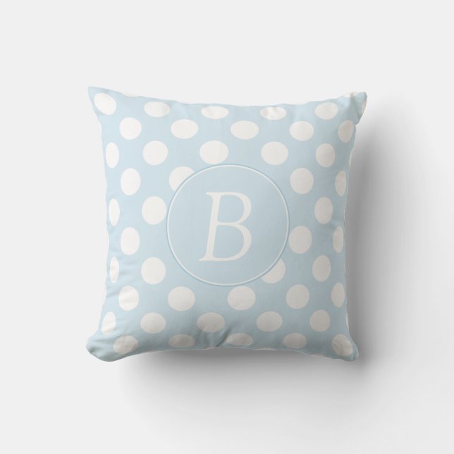 Almofada Travesseiro azul e branco da luz Monogrammed - das (Frente)