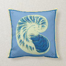 Travesseiro Azul Nautilus Seashell