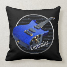 Travesseiro azul personalizado da guitarra