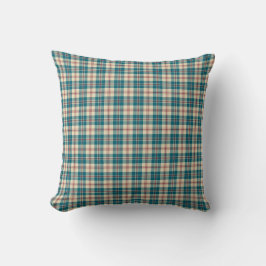 Almofada Travesseiro Azul, Vermelho, Xadrez bege, Cushion