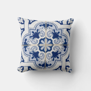 Almofada Travesseiro Azulejo azul   Ênfase Clássica Cerâmic