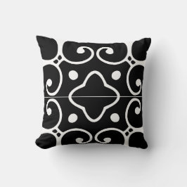 Almofada travesseiro azulejo espanhol preto e branco