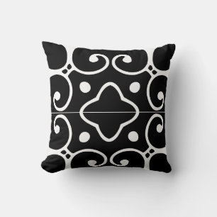 Almofada travesseiro azulejo espanhol preto e branco